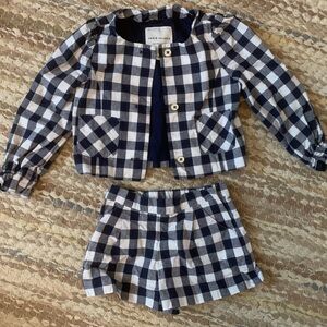 Janie and Jack Black and White Gingham Kids Set